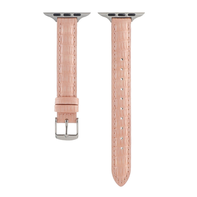 Slim Crocodile Leather Watch Band, For Apple Watch Series 4 44mm, For Apple Watch Series 4 40mm, For Apple Watch Series 3 38mm, For Apple Watch Series 3 42mm, For Apple Watch Series 2 42mm, For Apple Watch Series 2 38mm