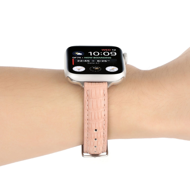 สายรัดนาฬิกาหนังจระเข้บาง สำหรับ Apple Watch ขนาด 42 มม., สำหรับ Apple Watch ขนาด 38 มม.