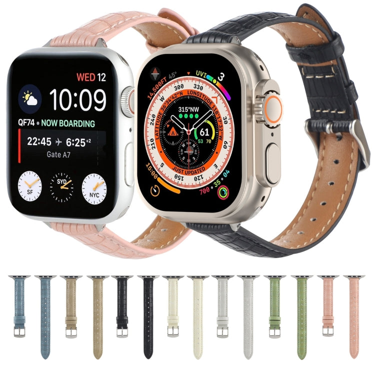 สายรัดนาฬิกาหนังจระเข้บาง สำหรับ Apple Watch ขนาด 42 มม., สำหรับ Apple Watch ขนาด 38 มม.
