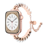 Pearl Bracelet Metal Watch Band, For Apple Watch SE 2023 44mm, For Apple Watch SE 2023 40mm, For Apple Watch Ultra 2 49mm, For Apple Watch Series 9 45mm, For Apple Watch Series 9 41mm, For Apple Watch Ultra 49mm, For Apple Watch Series 8 41mm          ...
