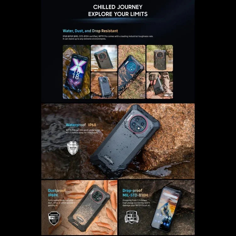 Oukitel WP19 Pro, 6.8 นิ้ว MediaTek Helio G99 Octa-core, NFC, เครือข่าย: 4G, WP19 Pro 8GB+256GB