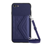 เคสโทรศัพท์แบบกระเป๋าใส่บัตรลายข้าวหลามตัดพร้อมสายคล้องยาวและ RFID สำหรับ iPhone SE 2022 / SE 2020, สำหรับ iPhone 13 Pro Max, สำหรับ iPhone 13 Pro, สำหรับ iPhone 13, สำหรับ iPhone 13 mini, สำหรับ iPhone 12, สำหรับ iPhone 12 Pro Max, สำหรับ iPhone 12 Pro