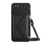 เคสโทรศัพท์แบบกระเป๋าใส่บัตรลายข้าวหลามตัดพร้อมสายคล้องยาวและ RFID สำหรับ iPhone SE 2022 / SE 2020, สำหรับ iPhone 13 Pro Max, สำหรับ iPhone 13 Pro, สำหรับ iPhone 13, สำหรับ iPhone 13 mini, สำหรับ iPhone 12, สำหรับ iPhone 12 Pro Max, สำหรับ iPhone 12 Pro