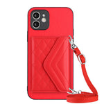 เคสโทรศัพท์แบบกระเป๋าใส่บัตรลายข้าวหลามตัดพร้อมสายคล้องยาวและ RFID สำหรับ iPhone 12 mini, สำหรับ iPhone 11 Pro Max, สำหรับ iPhone 11, สำหรับ iPhone 11 Pro, สำหรับ iPhone XS / X, สำหรับ iPhone XR, สำหรับ iPhone XS Max, สำหรับ iPhone 8 Plus / 7 Plus