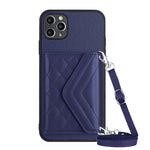 เคสโทรศัพท์แบบกระเป๋าใส่บัตรลายข้าวหลามตัดพร้อมสายคล้องยาวและ RFID สำหรับ iPhone 12 mini, สำหรับ iPhone 11 Pro Max, สำหรับ iPhone 11, สำหรับ iPhone 11 Pro, สำหรับ iPhone XS / X, สำหรับ iPhone XR, สำหรับ iPhone XS Max, สำหรับ iPhone 8 Plus / 7 Plus