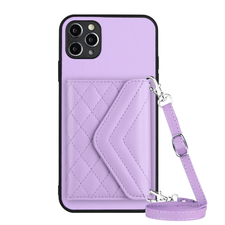 เคสโทรศัพท์แบบกระเป๋าใส่บัตรลายข้าวหลามตัดพร้อมสายคล้องยาวและ RFID สำหรับ iPhone 12 mini, สำหรับ iPhone 11 Pro Max, สำหรับ iPhone 11, สำหรับ iPhone 11 Pro, สำหรับ iPhone XS / X, สำหรับ iPhone XR, สำหรับ iPhone XS Max, สำหรับ iPhone 8 Plus / 7 Plus
