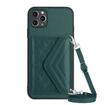 เคสโทรศัพท์แบบกระเป๋าใส่บัตรลายข้าวหลามตัดพร้อมสายคล้องยาวและ RFID สำหรับ iPhone 12 mini, สำหรับ iPhone 11 Pro Max, สำหรับ iPhone 11, สำหรับ iPhone 11 Pro, สำหรับ iPhone XS / X, สำหรับ iPhone XR, สำหรับ iPhone XS Max, สำหรับ iPhone 8 Plus / 7 Plus