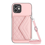 เคสโทรศัพท์แบบกระเป๋าใส่บัตรลายข้าวหลามตัดพร้อมสายคล้องยาวและ RFID สำหรับ iPhone 12 mini, สำหรับ iPhone 11 Pro Max, สำหรับ iPhone 11, สำหรับ iPhone 11 Pro, สำหรับ iPhone XS / X, สำหรับ iPhone XR, สำหรับ iPhone XS Max, สำหรับ iPhone 8 Plus / 7 Plus