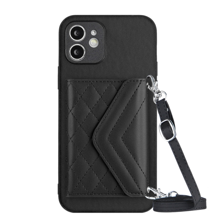 เคสโทรศัพท์แบบกระเป๋าใส่บัตรลายข้าวหลามตัดพร้อมสายคล้องยาวและ RFID สำหรับ iPhone 12 mini, สำหรับ iPhone 11 Pro Max, สำหรับ iPhone 11, สำหรับ iPhone 11 Pro, สำหรับ iPhone XS / X, สำหรับ iPhone XR, สำหรับ iPhone XS Max, สำหรับ iPhone 8 Plus / 7 Plus