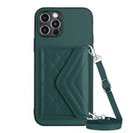 เคสโทรศัพท์แบบกระเป๋าใส่บัตรลายข้าวหลามตัดพร้อมสายคล้องยาวและ RFID สำหรับ iPhone SE 2022 / SE 2020, สำหรับ iPhone 13 Pro Max, สำหรับ iPhone 13 Pro, สำหรับ iPhone 13, สำหรับ iPhone 13 mini, สำหรับ iPhone 12, สำหรับ iPhone 12 Pro Max, สำหรับ iPhone 12 Pro