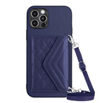 เคสโทรศัพท์แบบกระเป๋าใส่บัตรลายข้าวหลามตัดพร้อมสายคล้องยาวและ RFID สำหรับ iPhone SE 2022 / SE 2020, สำหรับ iPhone 13 Pro Max, สำหรับ iPhone 13 Pro, สำหรับ iPhone 13, สำหรับ iPhone 13 mini, สำหรับ iPhone 12, สำหรับ iPhone 12 Pro Max, สำหรับ iPhone 12 Pro