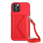 เคสโทรศัพท์แบบกระเป๋าใส่บัตรลายข้าวหลามตัดพร้อมสายคล้องยาวและ RFID สำหรับ iPhone SE 2022 / SE 2020, สำหรับ iPhone 13 Pro Max, สำหรับ iPhone 13 Pro, สำหรับ iPhone 13, สำหรับ iPhone 13 mini, สำหรับ iPhone 12, สำหรับ iPhone 12 Pro Max, สำหรับ iPhone 12 Pro