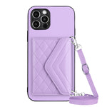 เคสโทรศัพท์แบบกระเป๋าใส่บัตรลายข้าวหลามตัดพร้อมสายคล้องยาวและ RFID สำหรับ iPhone SE 2022 / SE 2020, สำหรับ iPhone 13 Pro Max, สำหรับ iPhone 13 Pro, สำหรับ iPhone 13, สำหรับ iPhone 13 mini, สำหรับ iPhone 12, สำหรับ iPhone 12 Pro Max, สำหรับ iPhone 12 Pro