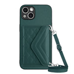 เคสโทรศัพท์แบบกระเป๋าใส่บัตรลายข้าวหลามตัดพร้อมสายคล้องยาวและ RFID สำหรับ iPhone SE 2022 / SE 2020, สำหรับ iPhone 13 Pro Max, สำหรับ iPhone 13 Pro, สำหรับ iPhone 13, สำหรับ iPhone 13 mini, สำหรับ iPhone 12, สำหรับ iPhone 12 Pro Max, สำหรับ iPhone 12 Pro