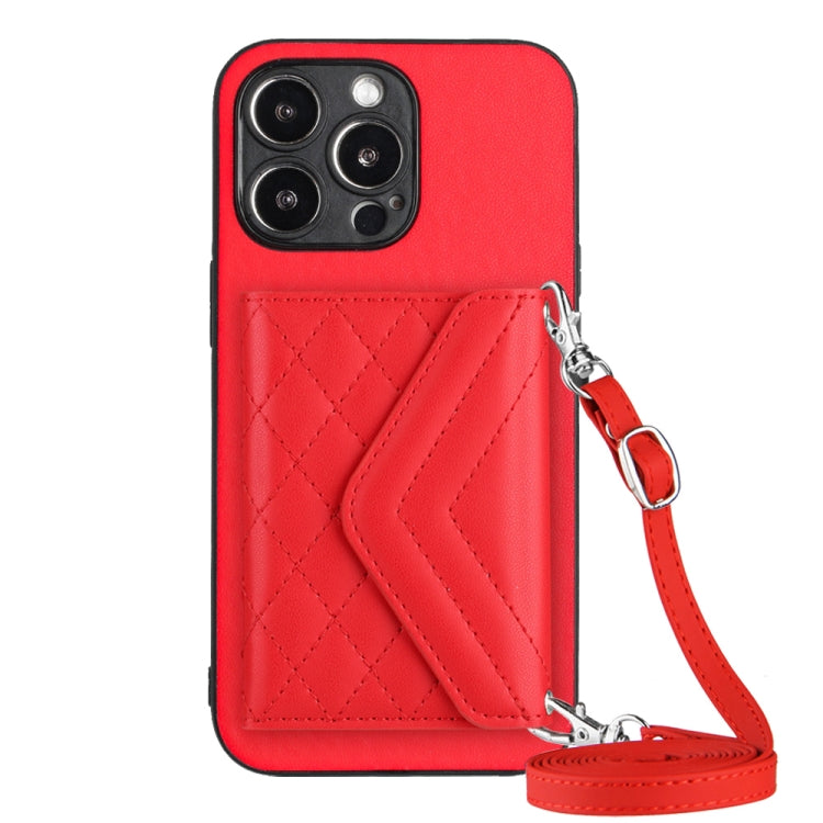 เคสโทรศัพท์แบบกระเป๋าใส่บัตรลายข้าวหลามตัดพร้อมสายคล้องยาวและ RFID สำหรับ iPhone SE 2022 / SE 2020, สำหรับ iPhone 13 Pro Max, สำหรับ iPhone 13 Pro, สำหรับ iPhone 13, สำหรับ iPhone 13 mini, สำหรับ iPhone 12, สำหรับ iPhone 12 Pro Max, สำหรับ iPhone 12 Pro