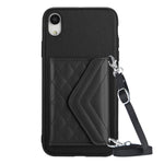 เคสโทรศัพท์แบบกระเป๋าใส่บัตรลายข้าวหลามตัดพร้อมสายคล้องยาวและ RFID สำหรับ iPhone 12 mini, สำหรับ iPhone 11 Pro Max, สำหรับ iPhone 11, สำหรับ iPhone 11 Pro, สำหรับ iPhone XS / X, สำหรับ iPhone XR, สำหรับ iPhone XS Max, สำหรับ iPhone 8 Plus / 7 Plus