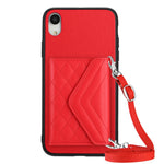 เคสโทรศัพท์แบบกระเป๋าใส่บัตรลายข้าวหลามตัดพร้อมสายคล้องยาวและ RFID สำหรับ iPhone 12 mini, สำหรับ iPhone 11 Pro Max, สำหรับ iPhone 11, สำหรับ iPhone 11 Pro, สำหรับ iPhone XS / X, สำหรับ iPhone XR, สำหรับ iPhone XS Max, สำหรับ iPhone 8 Plus / 7 Plus