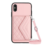 เคสโทรศัพท์แบบกระเป๋าใส่บัตรลายข้าวหลามตัดพร้อมสายคล้องยาวและ RFID สำหรับ iPhone 12 mini, สำหรับ iPhone 11 Pro Max, สำหรับ iPhone 11, สำหรับ iPhone 11 Pro, สำหรับ iPhone XS / X, สำหรับ iPhone XR, สำหรับ iPhone XS Max, สำหรับ iPhone 8 Plus / 7 Plus