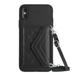 เคสโทรศัพท์แบบกระเป๋าใส่บัตรลายข้าวหลามตัดพร้อมสายคล้องยาวและ RFID สำหรับ iPhone 12 mini, สำหรับ iPhone 11 Pro Max, สำหรับ iPhone 11, สำหรับ iPhone 11 Pro, สำหรับ iPhone XS / X, สำหรับ iPhone XR, สำหรับ iPhone XS Max, สำหรับ iPhone 8 Plus / 7 Plus