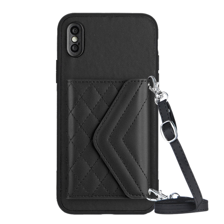 เคสโทรศัพท์แบบกระเป๋าใส่บัตรลายข้าวหลามตัดพร้อมสายคล้องยาวและ RFID สำหรับ iPhone 12 mini, สำหรับ iPhone 11 Pro Max, สำหรับ iPhone 11, สำหรับ iPhone 11 Pro, สำหรับ iPhone XS / X, สำหรับ iPhone XR, สำหรับ iPhone XS Max, สำหรับ iPhone 8 Plus / 7 Plus