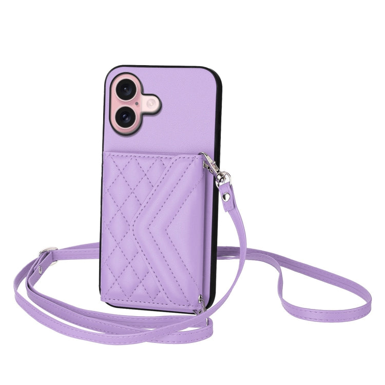 เคสโทรศัพท์แบบกระเป๋าใส่บัตรลายข้าวหลามตัดพร้อมสายคล้องยาวและ RFID สำหรับ iPhone 17 Pro Max, สำหรับ iPhone 17 Pro, สำหรับ iPhone 17, สำหรับ iPhone Air, สำหรับ iPhone 16 Pro Max, สำหรับ iPhone 16 Pro, สำหรับ iPhone 16 Plus, สำหรับ iPhone 16