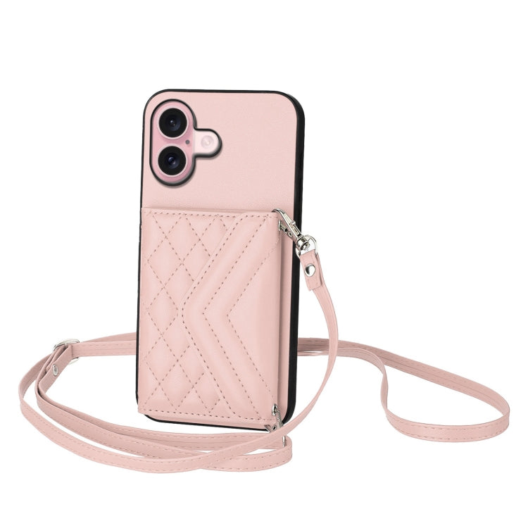 เคสโทรศัพท์แบบกระเป๋าใส่บัตรลายข้าวหลามตัดพร้อมสายคล้องยาวและ RFID สำหรับ iPhone 17 Pro Max, สำหรับ iPhone 17 Pro, สำหรับ iPhone 17, สำหรับ iPhone Air, สำหรับ iPhone 16 Pro Max, สำหรับ iPhone 16 Pro, สำหรับ iPhone 16 Plus, สำหรับ iPhone 16