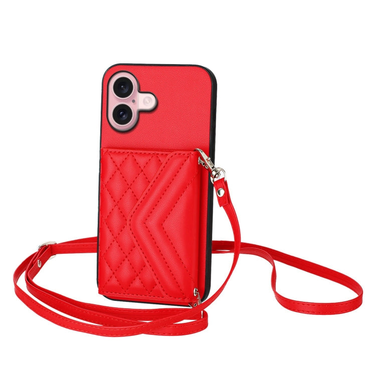 เคสโทรศัพท์แบบกระเป๋าใส่บัตรลายข้าวหลามตัดพร้อมสายคล้องยาวและ RFID สำหรับ iPhone 17 Pro Max, สำหรับ iPhone 17 Pro, สำหรับ iPhone 17, สำหรับ iPhone Air, สำหรับ iPhone 16 Pro Max, สำหรับ iPhone 16 Pro, สำหรับ iPhone 16 Plus, สำหรับ iPhone 16