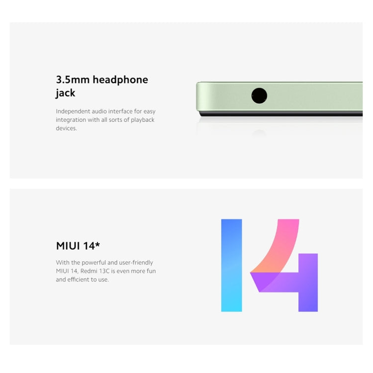 Xiaomi Redmi 13C 5G, 6.74 นิ้ว MIUI 14 MediaTek Dimensity 6100+ Octa Core 2.2GHz, NFC, เครือข่าย: 5G, ไม่รองรับ Google Play, 6GB+128GB