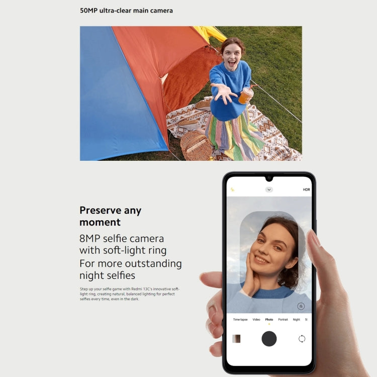 Xiaomi Redmi 13C 5G, 6.74 นิ้ว MIUI 14 MediaTek Dimensity 6100+ Octa Core 2.2GHz, NFC, เครือข่าย: 5G, ไม่รองรับ Google Play, 6GB+128GB