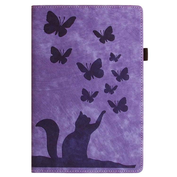 เคสแท็บเล็ตหนังปั๊มลายผีเสื้อและแมว สำหรับ iPad Air 13 2026 / 2025 / 2024, สำหรับ iPad Air 11 2026 / 2025 / 2024, สำหรับ iPad Pro 13 2025 / 2024, สำหรับ iPad Pro 11 2025 / 2024, สำหรับ iPad mini 2024 / 2021