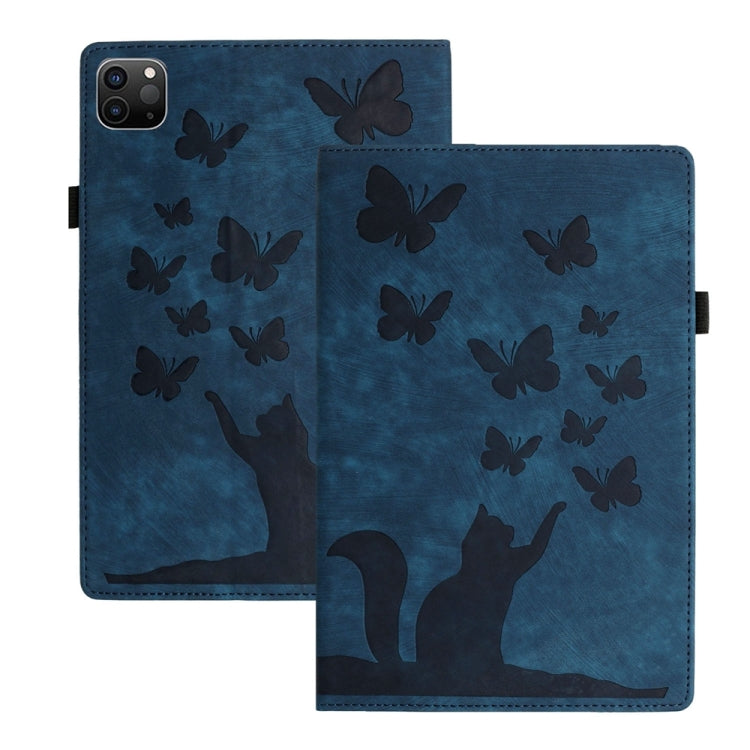 เคสแท็บเล็ตหนังปั๊มลายผีเสื้อและแมว สำหรับ iPad Air 13 2026 / 2025 / 2024, สำหรับ iPad Air 11 2026 / 2025 / 2024, สำหรับ iPad Pro 13 2025 / 2024, สำหรับ iPad Pro 11 2025 / 2024, สำหรับ iPad mini 2024 / 2021