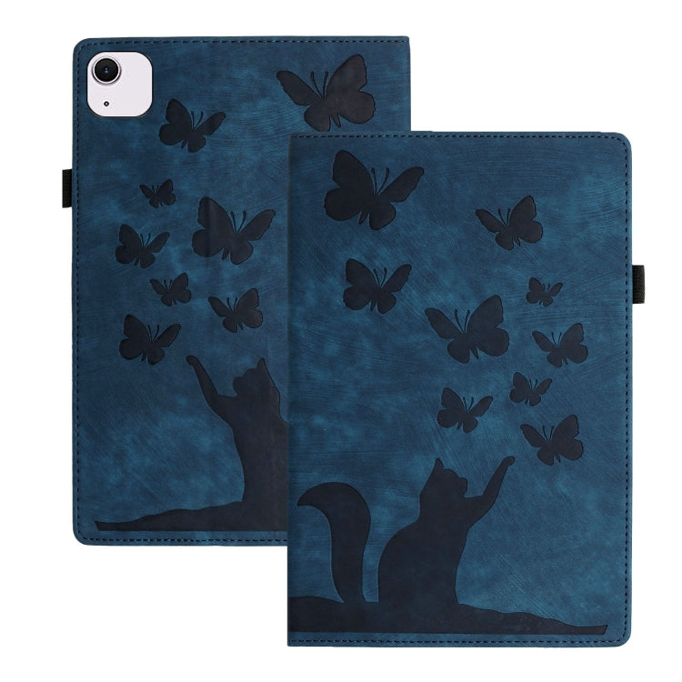 เคสแท็บเล็ตหนังปั๊มลายผีเสื้อและแมว สำหรับ iPad Air 13 2026 / 2025 / 2024, สำหรับ iPad Air 11 2026 / 2025 / 2024, สำหรับ iPad Pro 13 2025 / 2024, สำหรับ iPad Pro 11 2025 / 2024, สำหรับ iPad mini 2024 / 2021