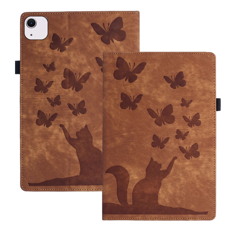 เคสแท็บเล็ตหนังปั๊มลายผีเสื้อและแมว สำหรับ iPad Air 13 2026 / 2025 / 2024, สำหรับ iPad Air 11 2026 / 2025 / 2024, สำหรับ iPad Pro 13 2025 / 2024, สำหรับ iPad Pro 11 2025 / 2024, สำหรับ iPad mini 2024 / 2021
