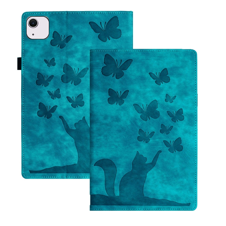 เคสแท็บเล็ตหนังปั๊มลายผีเสื้อและแมว สำหรับ iPad Air 13 2026 / 2025 / 2024, สำหรับ iPad Air 11 2026 / 2025 / 2024, สำหรับ iPad Pro 13 2025 / 2024, สำหรับ iPad Pro 11 2025 / 2024, สำหรับ iPad mini 2024 / 2021