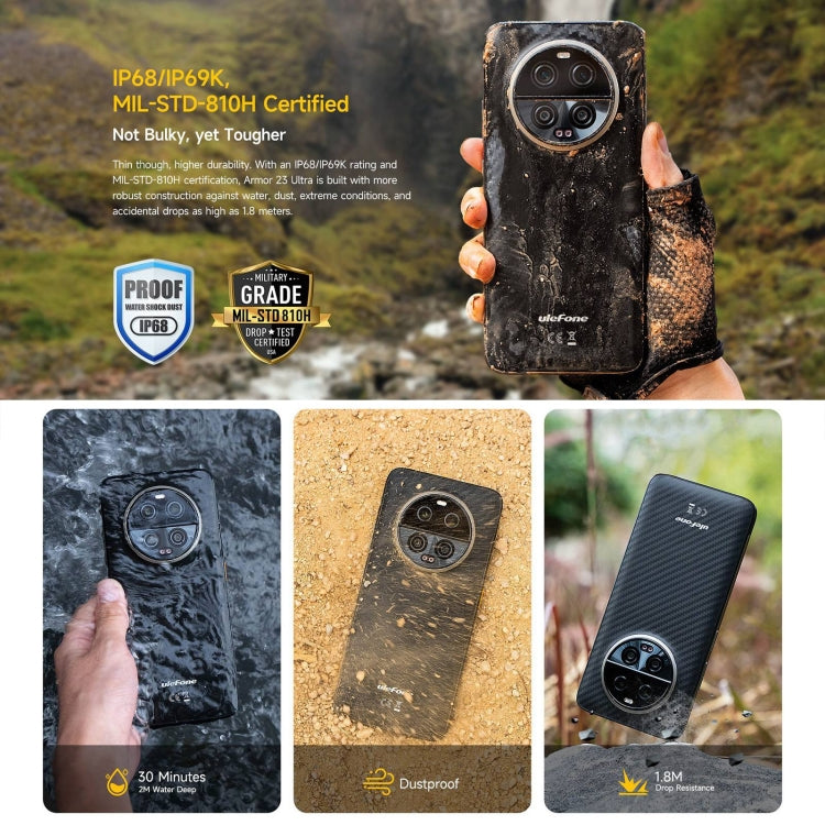 Ulefone Armor 23 โทรศัพท์กันกระแทก Ultra Rugged, 6.78 นิ้ว Android 13 MediaTek Dimensity 8020 Octa Core สูงสุด 2.6GHz, เครือข่าย: 5G, NFC, OTG, ส่งข้อความผ่านดาวเทียม, 12GB+512GB