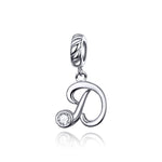 S925 Sterling Silver 26 English Letter Beads DIY Bracelet Necklace Accessories, A, B, C, D, E, F, G, H, I, J, K, L, M, N, O, P, Q, R, S, T, U, V, W, X, Y, Z