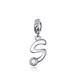 S925 Sterling Silver 26 English Letter Beads DIY Bracelet Necklace Accessories, A, B, C, D, E, F, G, H, I, J, K, L, M, N, O, P, Q, R, S, T, U, V, W, X, Y, Z