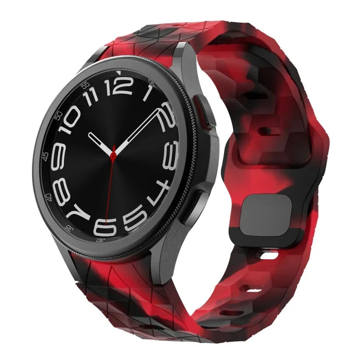 สายซิลิโคนลายฟุตบอลพร้อมหัวเข็มขัดกลับด้าน สำหรับ Samsung Galaxy Watch 6 / 6 Classic