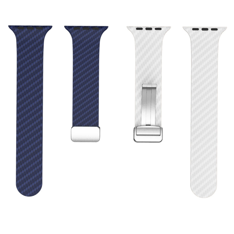 สายรัดนาฬิกาหัวเข็มขัดแม่เหล็กสีเงินลายคาร์บอนไฟเบอร์ สำหรับ Apple Watch Series 9 ขนาด 45 มม., สำหรับ Apple Watch Series 9 ขนาด 41 มม., สำหรับ Apple Watch Ultra ขนาด 49 มม.
