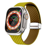 สายรัดนาฬิกาหัวเข็มขัดแม่เหล็กสีเงินลายคาร์บอนไฟเบอร์ สำหรับ Apple Watch Series 9 ขนาด 45 มม., สำหรับ Apple Watch Series 9 ขนาด 41 มม., สำหรับ Apple Watch Ultra ขนาด 49 มม.