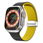 สายรัดนาฬิกาหัวเข็มขัดแม่เหล็กสีเงินลายคาร์บอนไฟเบอร์ สำหรับ Apple Watch Series 9 ขนาด 45 มม., สำหรับ Apple Watch Series 9 ขนาด 41 มม., สำหรับ Apple Watch Ultra ขนาด 49 มม.