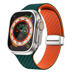 สายรัดนาฬิกาหัวเข็มขัดแม่เหล็กสีเงินลายคาร์บอนไฟเบอร์ สำหรับ Apple Watch Series 9 ขนาด 45 มม., สำหรับ Apple Watch Series 9 ขนาด 41 มม., สำหรับ Apple Watch Ultra ขนาด 49 มม.