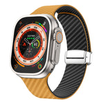สายรัดนาฬิกาหัวเข็มขัดแม่เหล็กสีเงินลายคาร์บอนไฟเบอร์ สำหรับ Apple Watch Series 9 ขนาด 45 มม., สำหรับ Apple Watch Series 9 ขนาด 41 มม., สำหรับ Apple Watch Ultra ขนาด 49 มม.