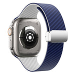 สายรัดนาฬิกาพร้อมหัวล็อกเงินแม่เหล็กลายคาร์บอนไฟเบอร์ สำหรับ Apple Watch 42mm, สำหรับ Apple Watch 38mm
