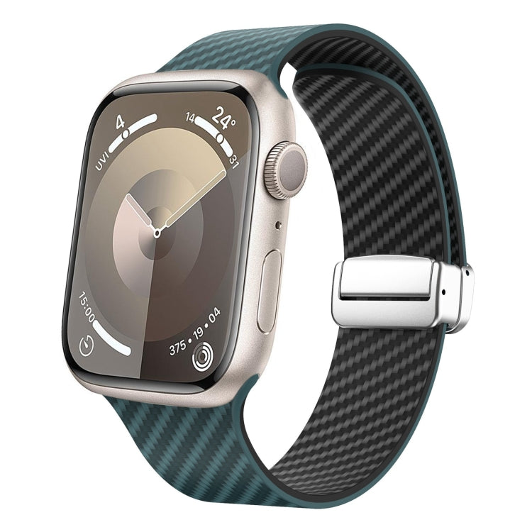 สายรัดนาฬิกาพร้อมหัวล็อกเงินแม่เหล็กลายคาร์บอนไฟเบอร์ สำหรับ Apple Watch 42mm, สำหรับ Apple Watch 38mm
