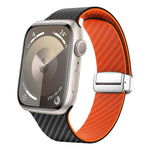 สายรัดนาฬิกาพร้อมหัวล็อกเงินแม่เหล็กลายคาร์บอนไฟเบอร์ สำหรับ Apple Watch 42mm, สำหรับ Apple Watch 38mm