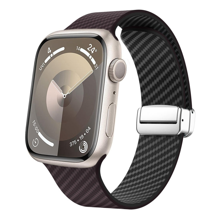 สายรัดนาฬิกาพร้อมหัวล็อกเงินแม่เหล็กลายคาร์บอนไฟเบอร์ สำหรับ Apple Watch 42mm, สำหรับ Apple Watch 38mm