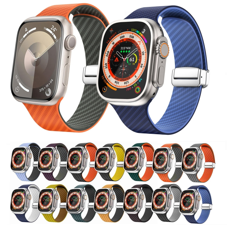 สายรัดนาฬิกาพร้อมหัวล็อกเงินแม่เหล็กลายคาร์บอนไฟเบอร์ สำหรับ Apple Watch 42mm, สำหรับ Apple Watch 38mm
