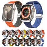 สายรัดนาฬิกาหัวเข็มขัดแม่เหล็กสีเงินลายคาร์บอนไฟเบอร์ สำหรับ Apple Watch Series 9 ขนาด 45 มม., สำหรับ Apple Watch Series 9 ขนาด 41 มม., สำหรับ Apple Watch Ultra ขนาด 49 มม.
