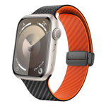 สายรัดนาฬิกาหัวเข็มขัดแม่เหล็กคาร์บอนไฟเบอร์สีดำ สำหรับ Apple Watch 42mm, สำหรับ Apple Watch 38mm